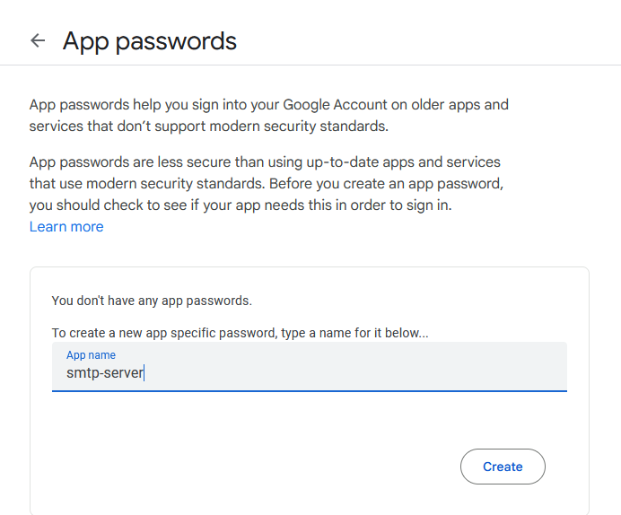 Create App password